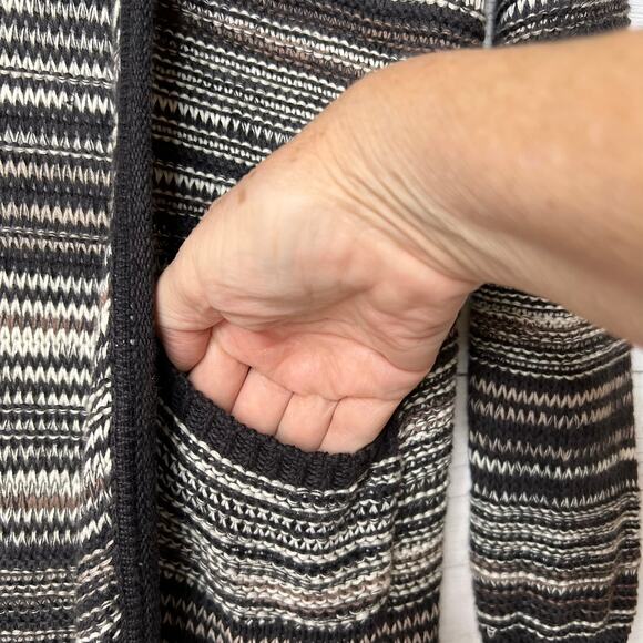 Billabong Cardigan Duster Womens Size S/P Brown with Pockets Striped Open Earthy - Picture 7 of 16